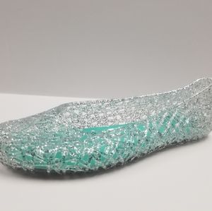Girl Size 12 Clear w/Silver Glitter Jellies Shoes.